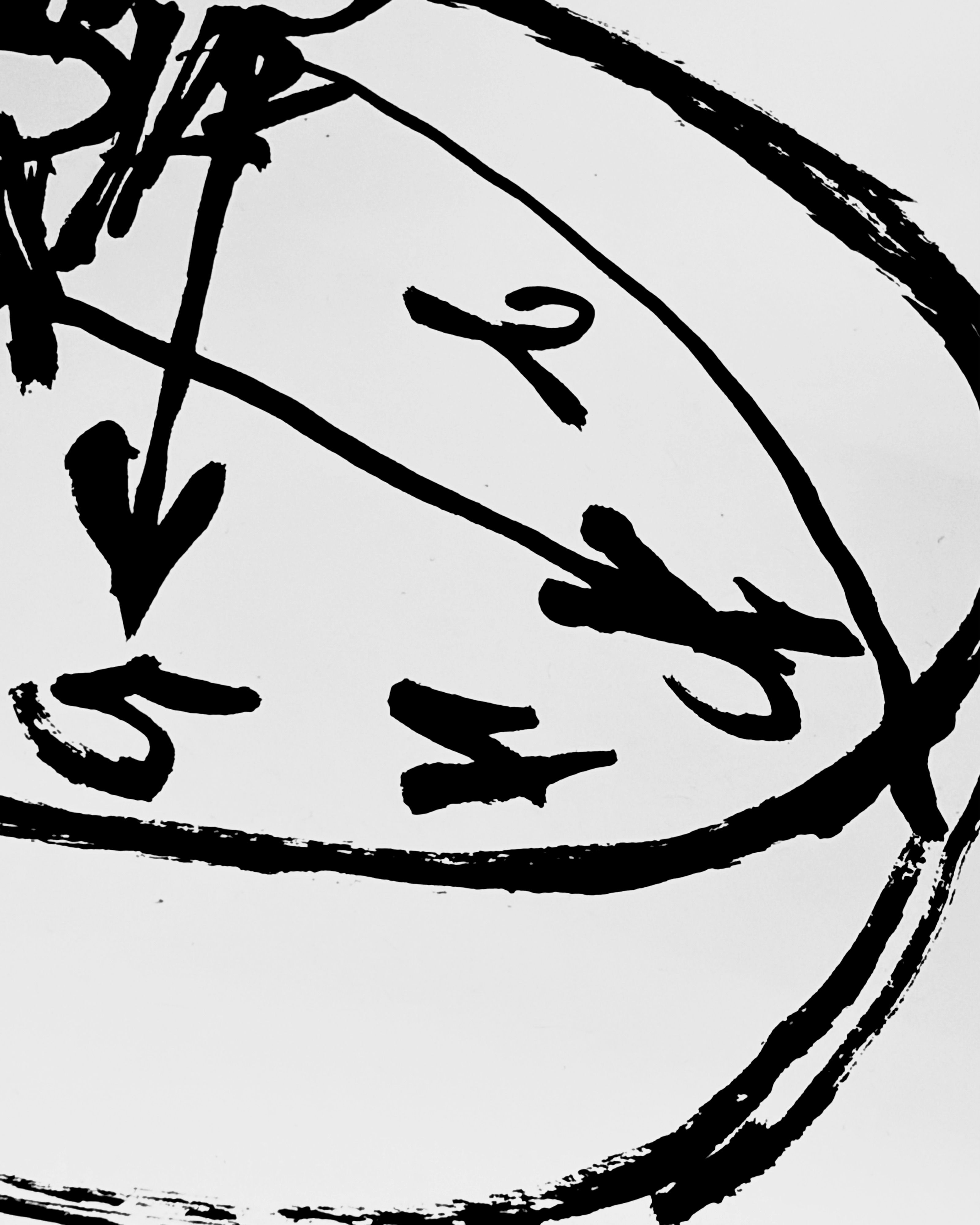 Close up of a drawing of a clock